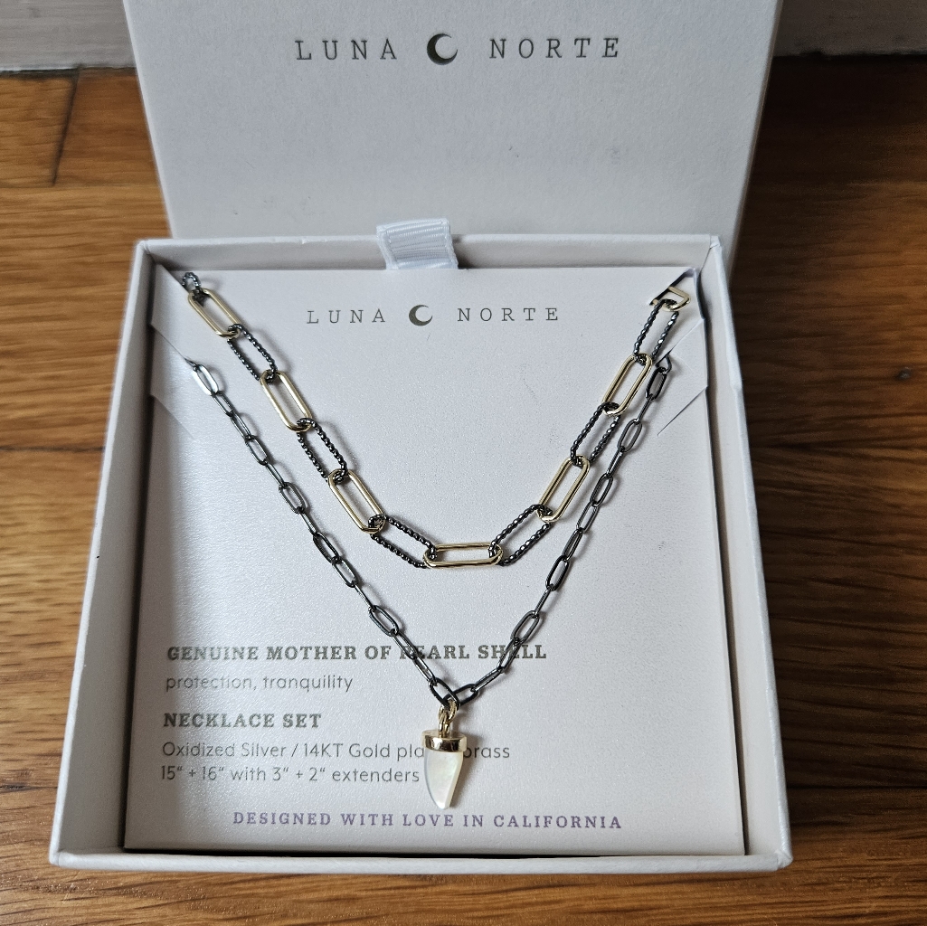 Luna Norte Genuine Mother Of Pearl Shell Necklace Set 28$
